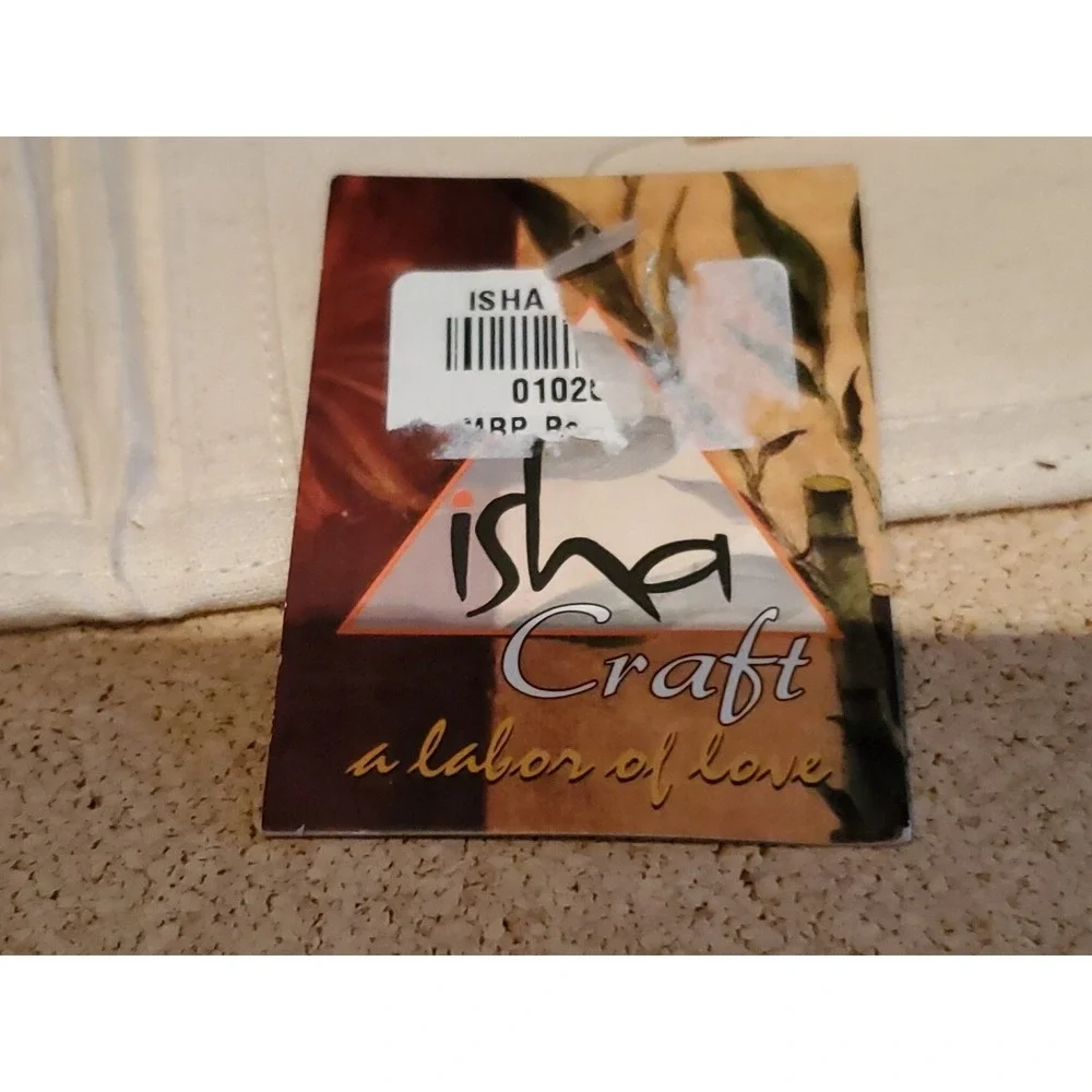 Isha Craft Canvas Bifold Wallet Unisex OS Woven Hook Loop Closure Mustard Cream